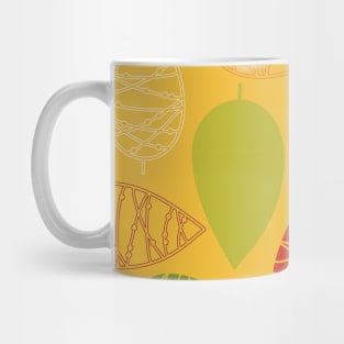 Abstract doodle leaves. Modern fall autumn print. Mug